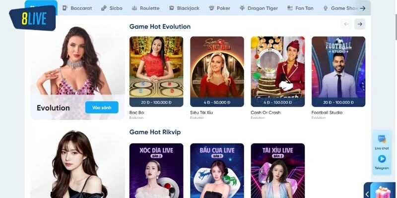 Sảnh game bài với giao diện trực quan