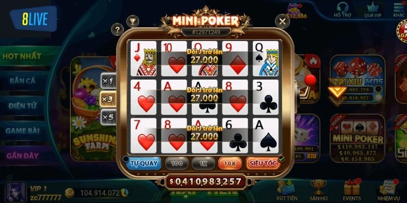 Mẹo chơi mini poker